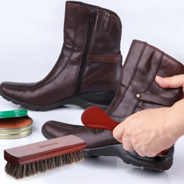 Shoe Brush Kit, 2 Pcs Horsehair for Polishing - Image 6