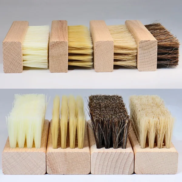 Shoe Brush with Wood Handle and Soft Bristles