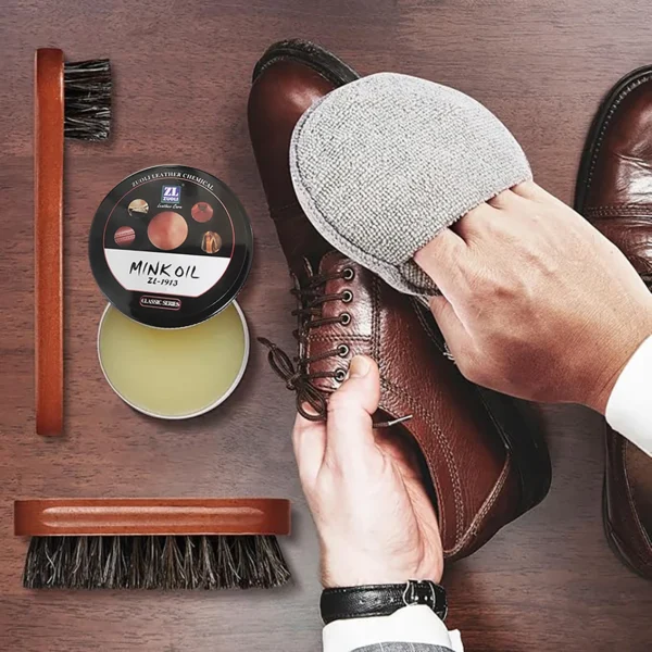 Shoe Brush & Mink Oil for Leather Boots, 3.5 oz - Image 4